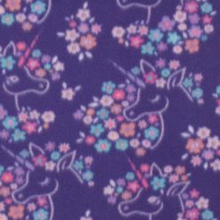 Floral Unicorns on Purple Blizzard Fleece Fabric