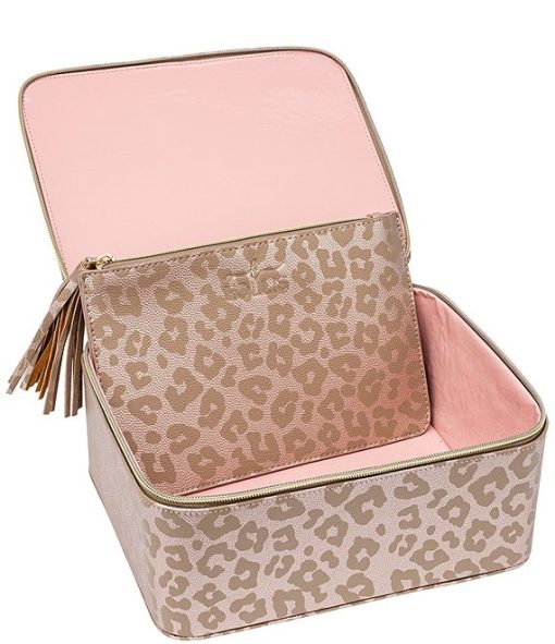 Jett Setter Vegan Leather Leopard Makeup Bag - Image 2
