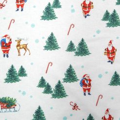 Santa s   Trees Scenic on White Super Snuggle Christmas Flannel Fabric