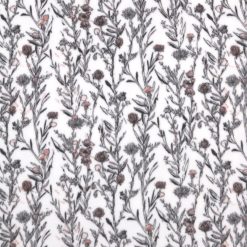 Sketchy Floral on White Anti Pill Fleece Fabric