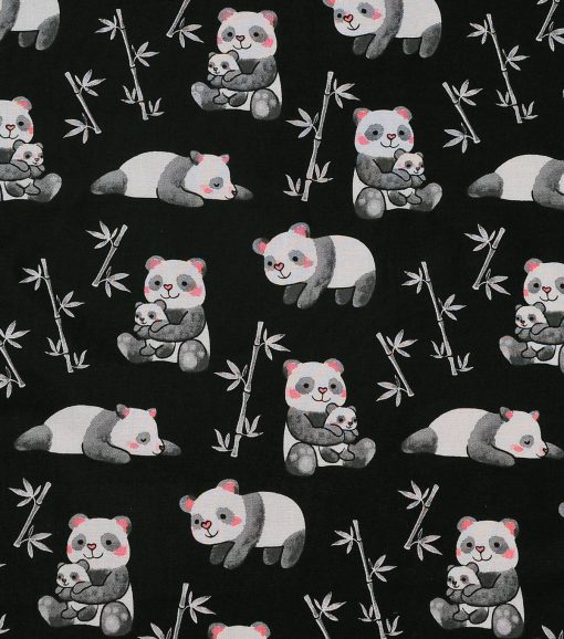Novelty Cotton Fabric Pandas Hugging - Image 2