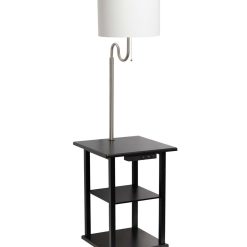 All The Rages 57 Modern 2 Tier Floor Lamp With USB Ports   Fabric Shade