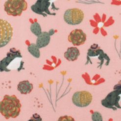 Frogs   Cacti on Pink Anti Pill Fleece Fabric