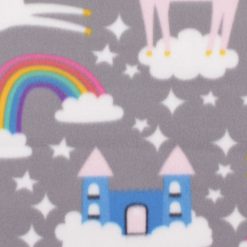 Blizzard Fleece Fabric Rainbow Unicorns   Castles