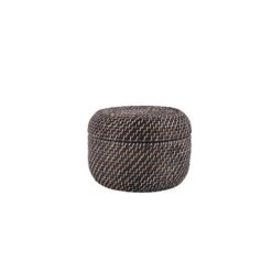 12 Brown Rattan Basket With Lid by Place   Time