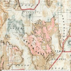 Novelty Cotton Fabric Map Exploration