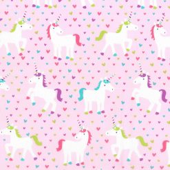 Novelty Cotton Fabric 43 Unicorns   Hearts