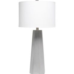 All The Rages Concrete Pillar Table Lamp with White Fabric Shade