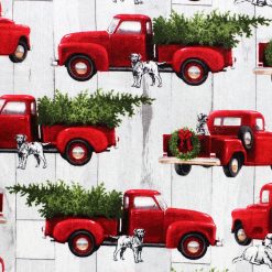 Red Trucks   Dogs Super Snuggle Christmas Flannel Fabric