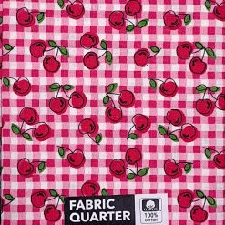 18 x 21 Pink Cherries Novelty Cotton Fabric Quarter 1pc