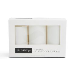 Flameless White LED Indoor Outdoor Trio Pillar Candles with Timer