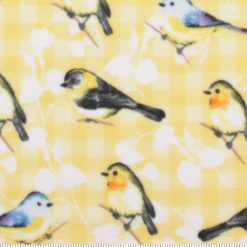 Birds on Gingham Anti Pill Fleece Fabric