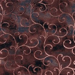 Rose Gold Swirl Brown Harvest Foil Cotton Fabric