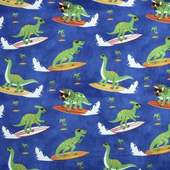 Surfin  Dinos Novelty Cotton Fabric