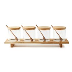 4ct Glass Jars   Wood Organization Shelf by Park Lane