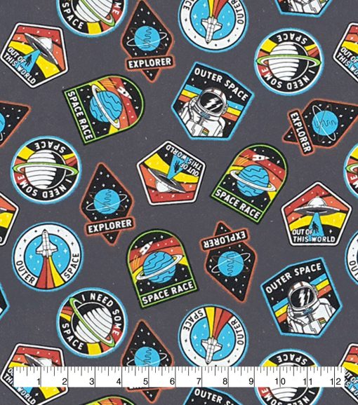 Space Badges Super Snuggle Flannel Fabric - Image 3