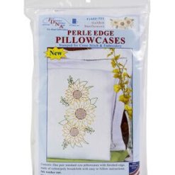 Jack Dempsey Golden Sunflowers Stamped Perle Edge Pillowcases 2pk