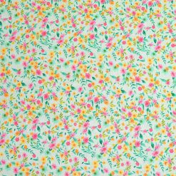 Floral on Light Green Easter Cotton Fabric