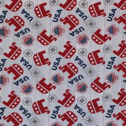 Republican Elephants Toss Patriotic Cotton Fabric