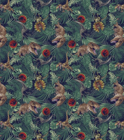 Jurassic Park Dinosaur Jungle Cotton Fabric - Image 2