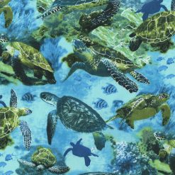 Hi Fashion Sea Turtles in Ocean Novelty Cotton Fabric