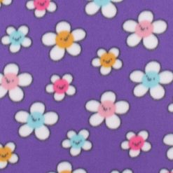 Smiley Daisies on Purple Blizzard Fleece Fabric