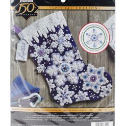 Bucilla 18 Sparkle Snowflake Stocking Needle Felting Applique Kit