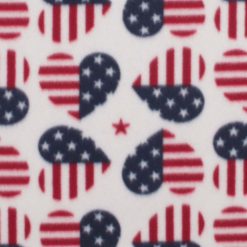 Patriotic Flag Hearts on White Blizzard Fleece Fabric