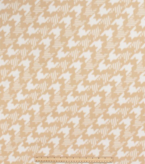 Brown Diagonal Houndstooth Blizzard Fleece Fabric - Image 2