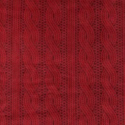 Red Cable Knit Anti Pill Fleece Fabric