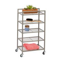 Honey Can Do 16 x 28 Satin Nickel 5 Tier Rolling Bath Storage Cart
