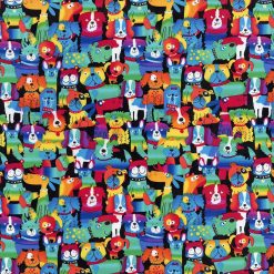 Hi Fashion Rainbow Puppies Novelty Cotton Fabric
