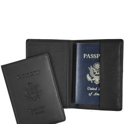 RFID Blocking Black Lettered Passport Case