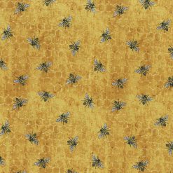 Hi Fashion Working Bees on Yellow Premium Print Cotton Fabric