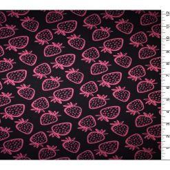 Pink Strawberries on Black Quilt Cotton Fabric by Quilter s Showcase