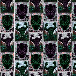 Black Panther Linocut Poster Cotton Fabric