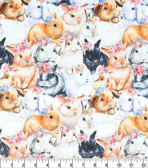 Realistic Bunnies Cotton Fabric - Image 2