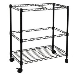 Oceanstar 24 Black Portable 2 Tier Metal Rolling File Cart