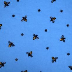 Embroidered Bees   Floral on Blue Quilt Cotton Fabric by Keepsake Calico
