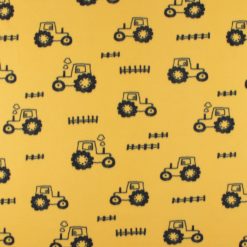 Tractors on Yellow Blizzard Fleece Fabric