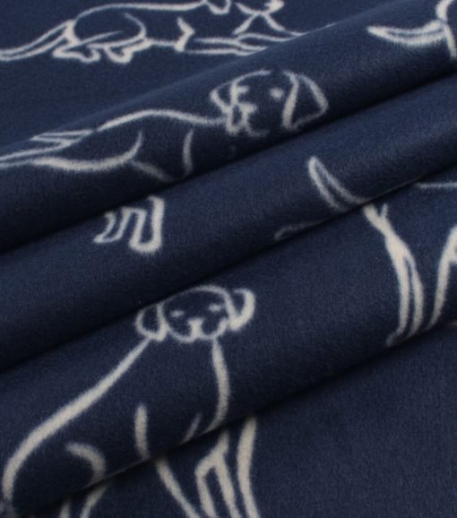 Navy Dog Blizzard Prints Fleece Fabric - Image 3
