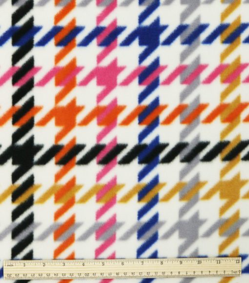 Rainbow Houndstooth Anti Pill Fleece Fabric - Image 3