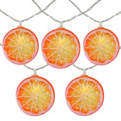 Northlight 10 Battery Operated Orange Slice LED String Lights   4.5 ft
