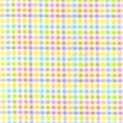 Yellow Plaid Easter Glitter Cotton Fabric