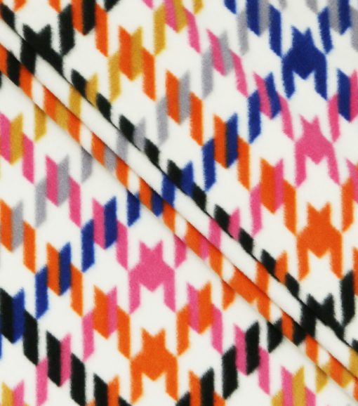Rainbow Houndstooth Anti Pill Fleece Fabric - Image 2