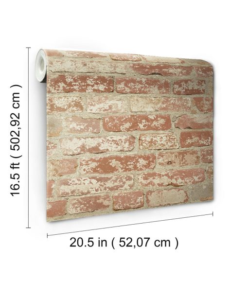 RoomMates Wallpaper Stuccoed Red Brick - Image 7