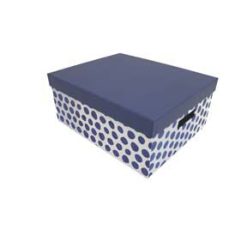 13.5 Blue Dots Rectangle Box With Cut Out Handles by Place   Time