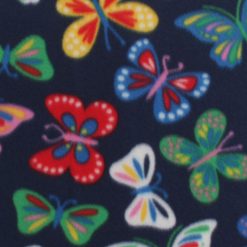 Multicolor Butterflies on Navy Blizzard Fleece Fabric