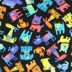 Multicolor Dogs Anti Pill Fleece Fabric