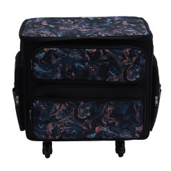 20 x 13 Blue Marbled Rolling Sewing Machine Storage Tote by Top Notch